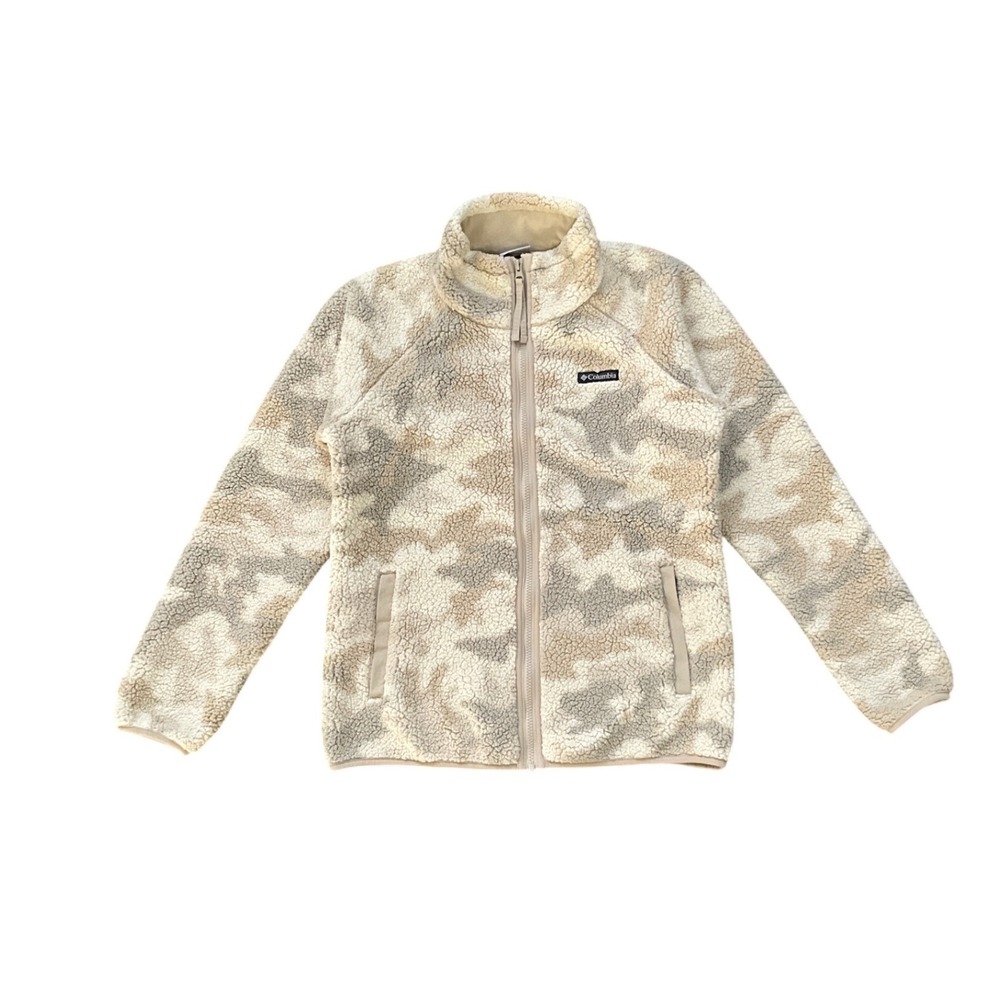 Columbia Benton Springs II Camo Fleece Full Zip Outdoor Jacket Beige Women's S